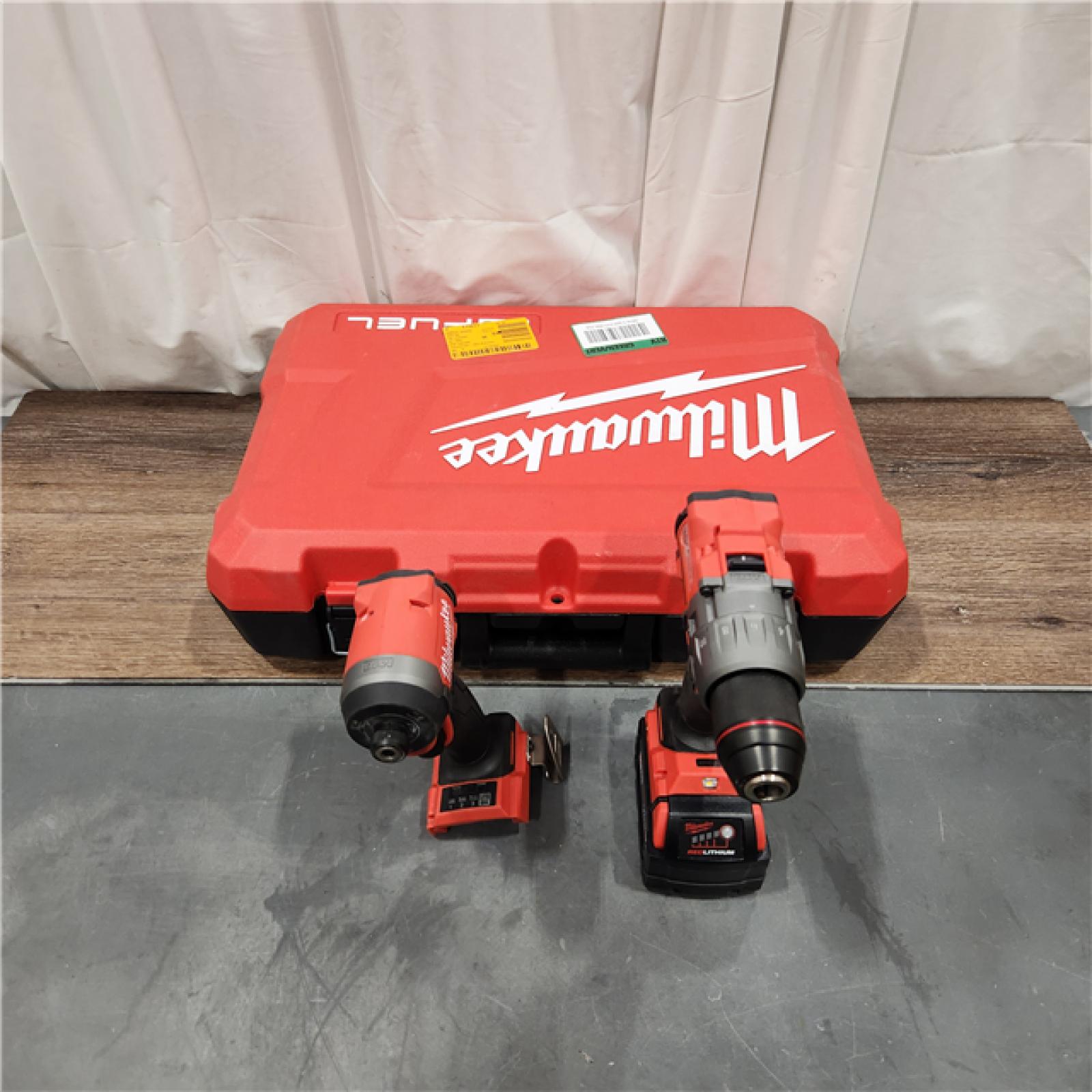 AS IS Milwaukee 2904-22 Hammer Drill Driver Kit with Batteries  Charger & Tool Case  Red