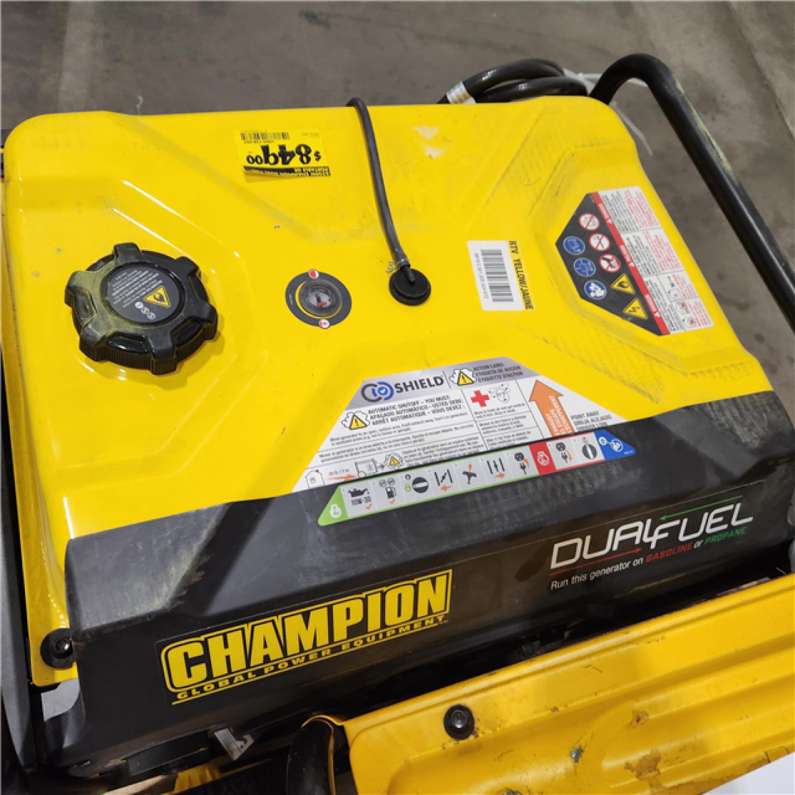 DALLAS LOCATION - AS-IS Champion Power Equipment 7850/6250-Watt Recoil Start Gasoline and Propane Powered Dual Fuel Portable Generator with CO Shield