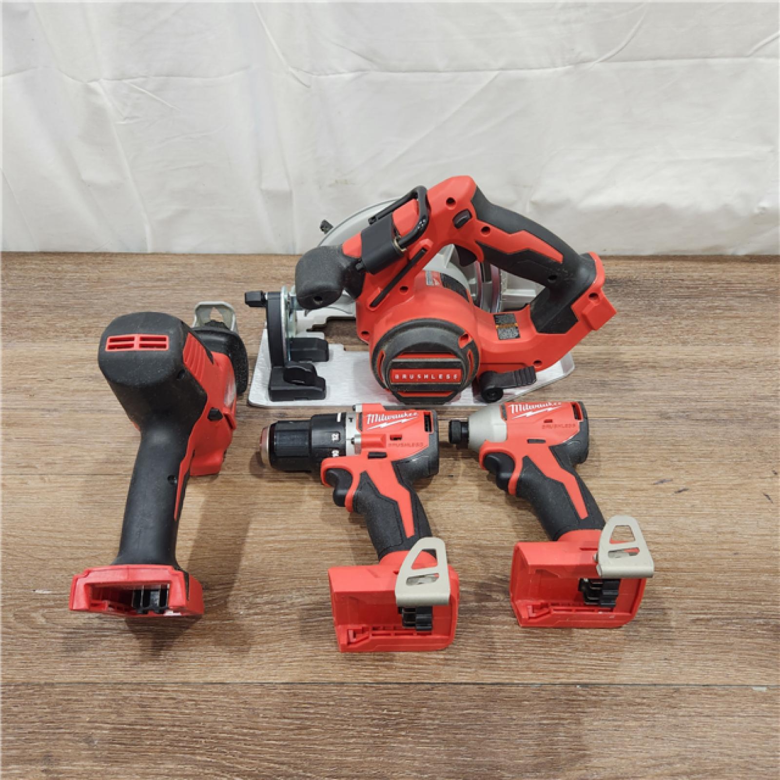 AS-IS M18 18-Volt Lithium-Ion Brushless Cordless Combo Kit (4-Tool) with 2-Batteries, 1-Charger and Tool Bag