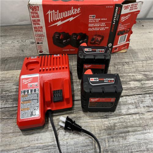 AS-IS MILWAUKEE M18 18-Volt Lithium-Ion XC Starter Kit with Two 5.0Ah Batteries and Charger