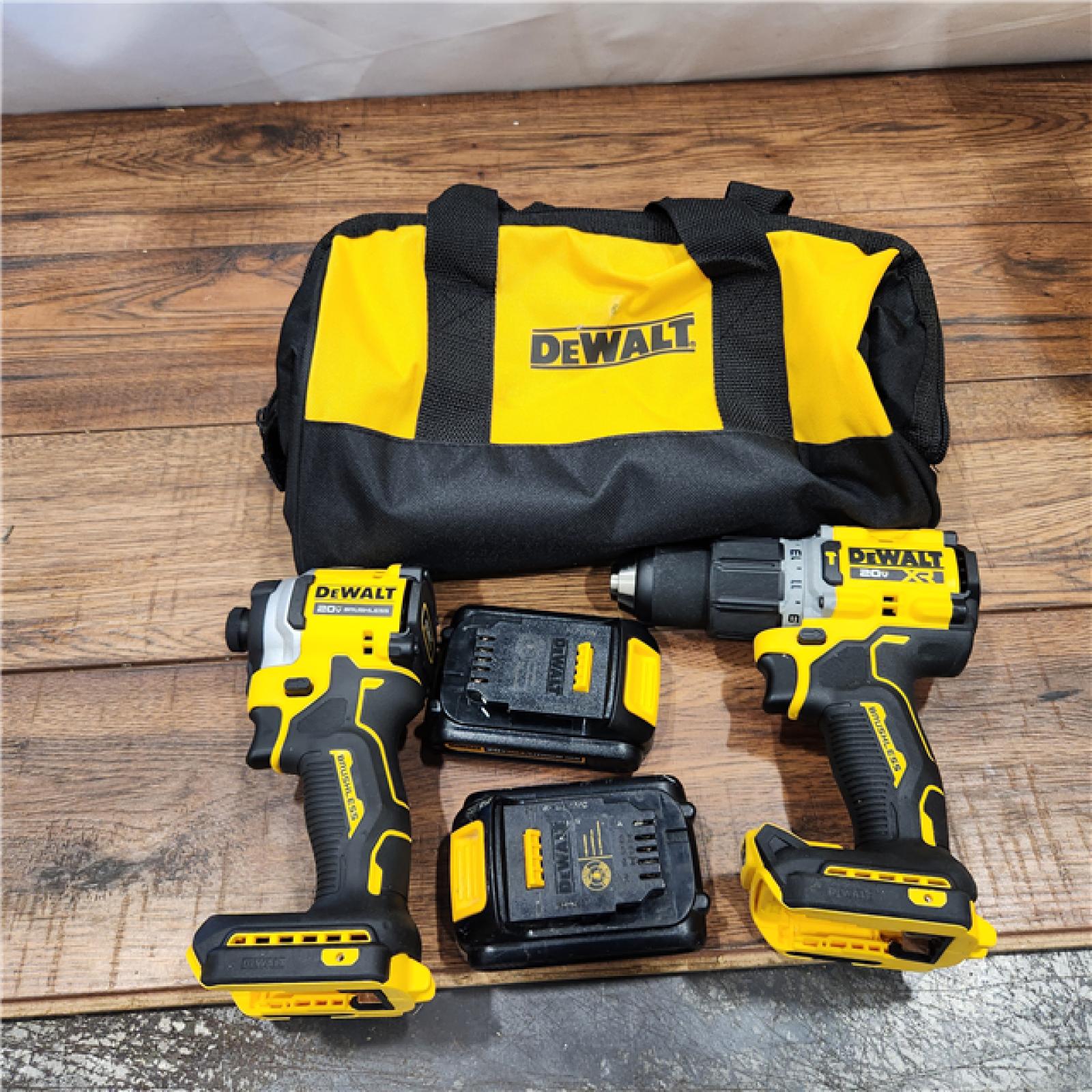 AS-IS 20V MAX XR Hammer Drill and ATOMIC Impact Driver 2 Tool Cordless Combo Kit with (2) 4.0Ah Batteries, Charger, and Bag