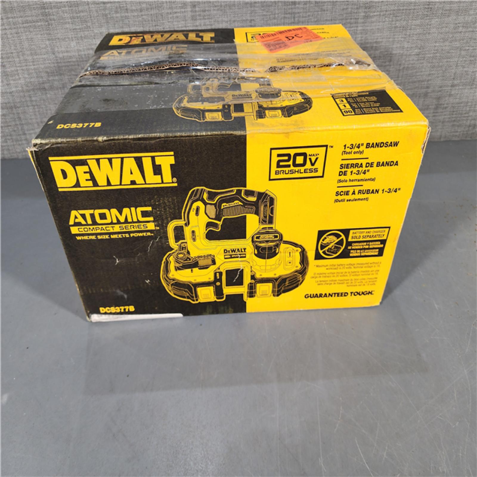 HOUSTON LOCATION - AS-IS Dewalt (APPEARS LIKE NEW) DCS377B 20V MAX ATOMIC Brushless Cordless 1-3/4  Compact Bandsaw (TOOL ONLY)