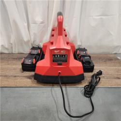 AS IS M18 18-Volt Lithium-Ion Battery Pack (2) 5.0Ah and High Output Battery Pack (2) 6.0Ah with PACKOUT 6-Port Rapid Charger