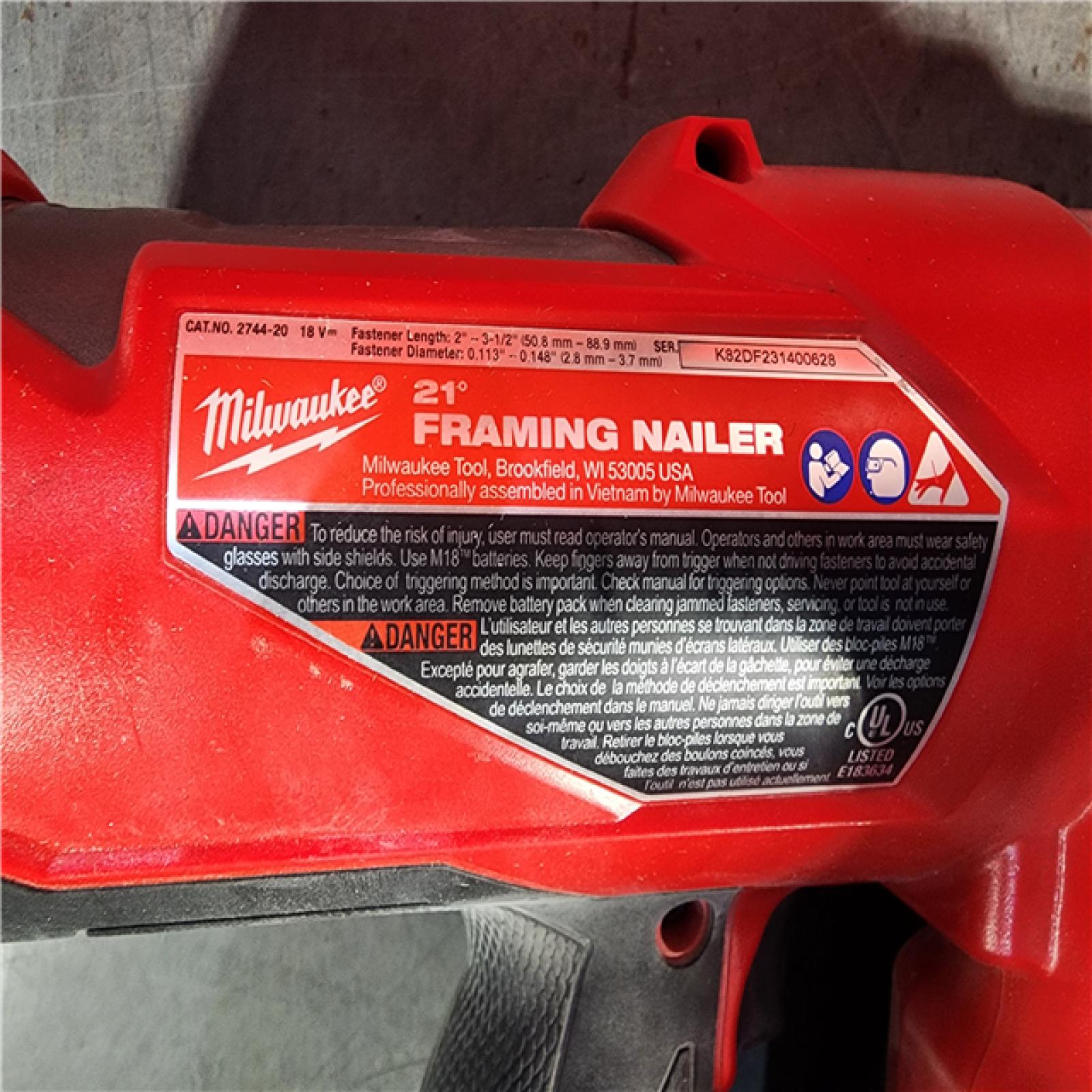 HOUSTON LOCATION - AS-IS Milwaukee 2744-20 M18 FUEL 21-Degree Cordless Framing Nailer (Tool Only)