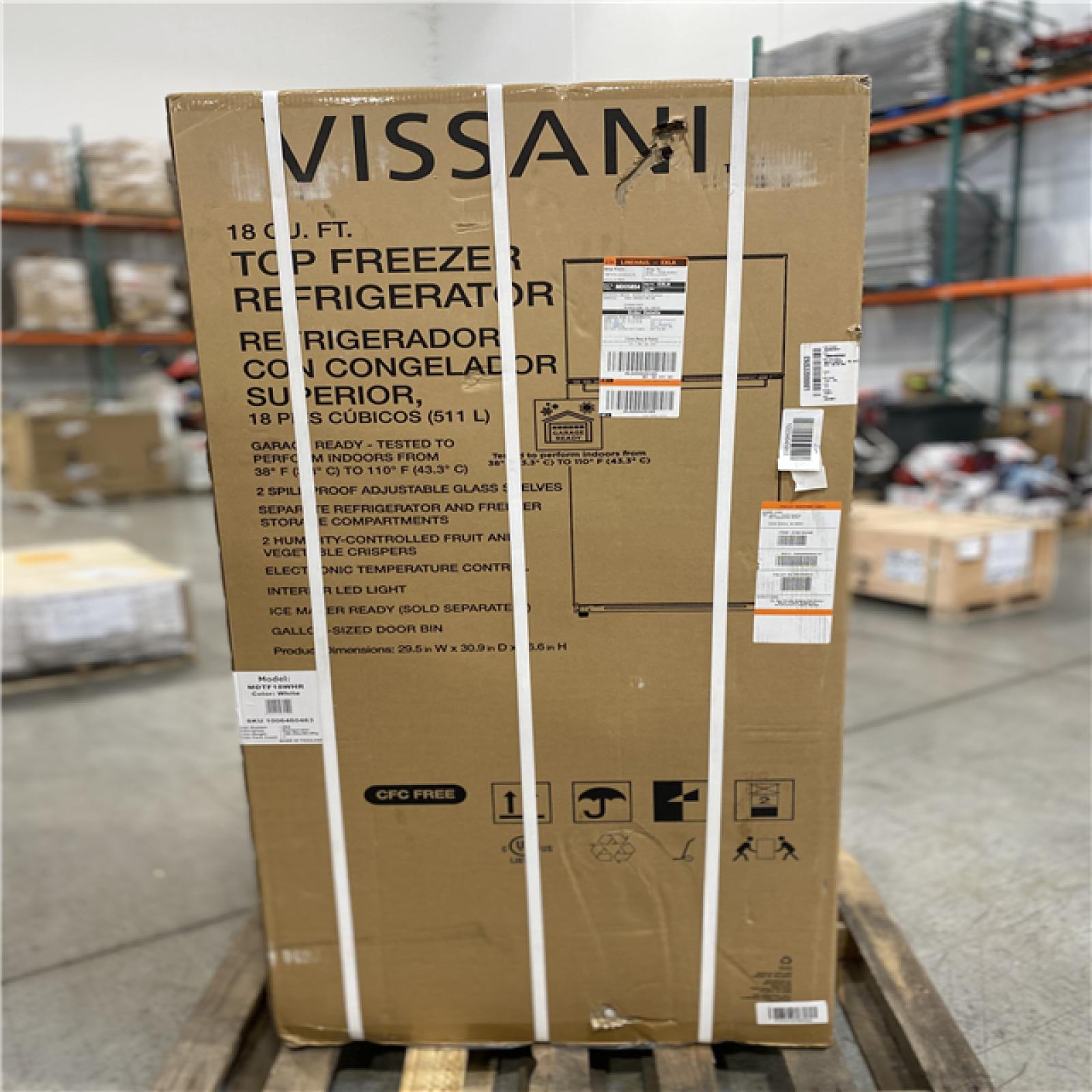 DALLAS LOCATION - Vissani 18 cu. ft. Top Freezer Refrigerator DOE in White