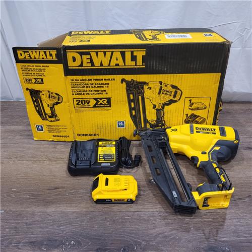 AS-IS DeWalt DCN660D1 20V 16 Gauge Cordless Angled Finish Nailer Kit W/ 2Ah Battery