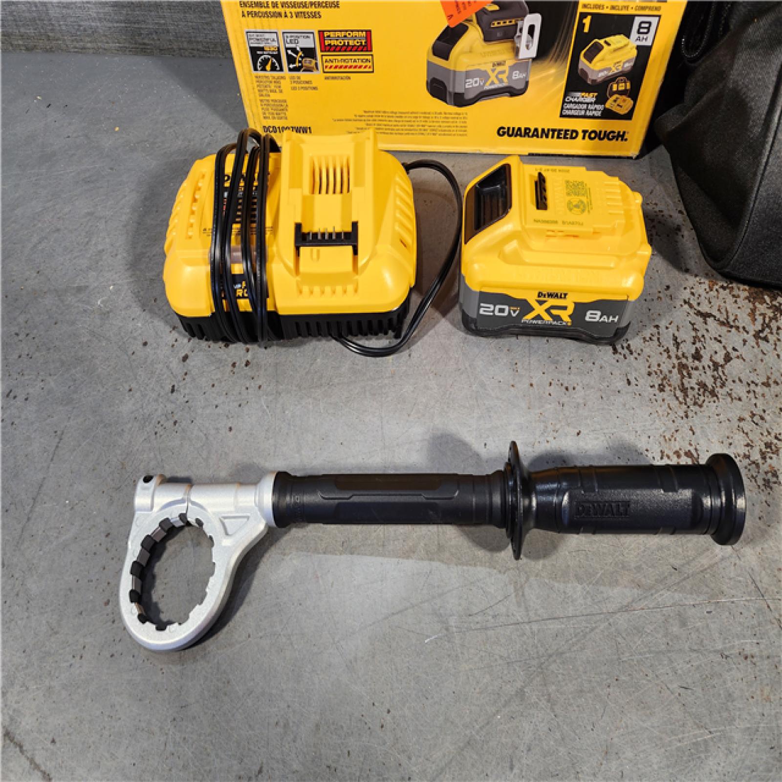 HOUSTON LOCATION - AS-IS DEWALT 20V XR Lithium-Ion Cordless Hammer Drill Kit with 8.0 Ah Battery, Charger and Kit Bag