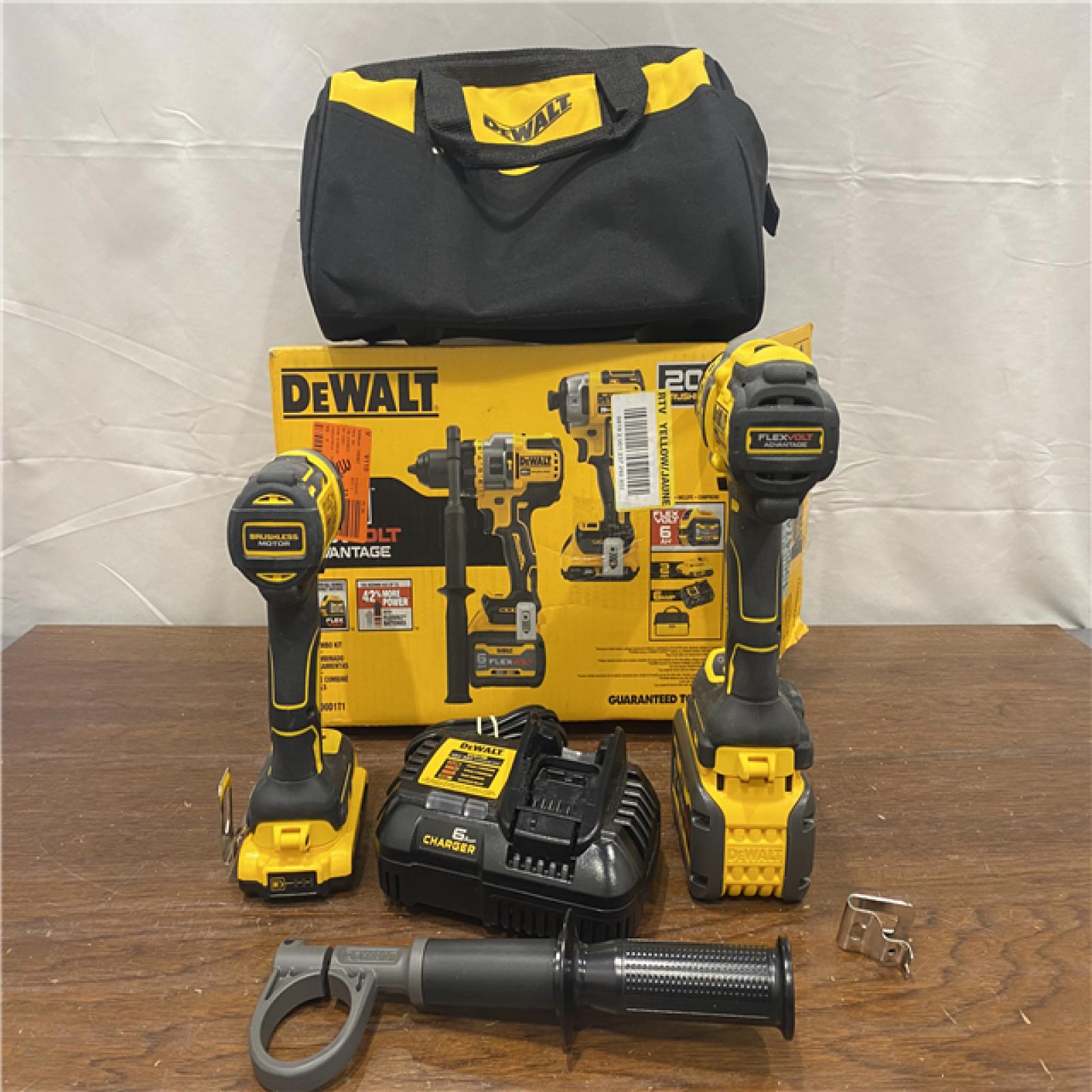 AS-IS DEWALT 20V MAX Cordless Brushless Hammer Drill/Driver 2 Tool Combo Kit with FLEXVOLT ADVANTAGE