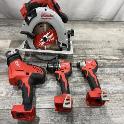 AS-IS Milwaukee M18 18-Volt Lithium-Ion Brushless Cordless Combo Kit (4-Tool) with 2-Batteries, 1-Charger and Tool Bag