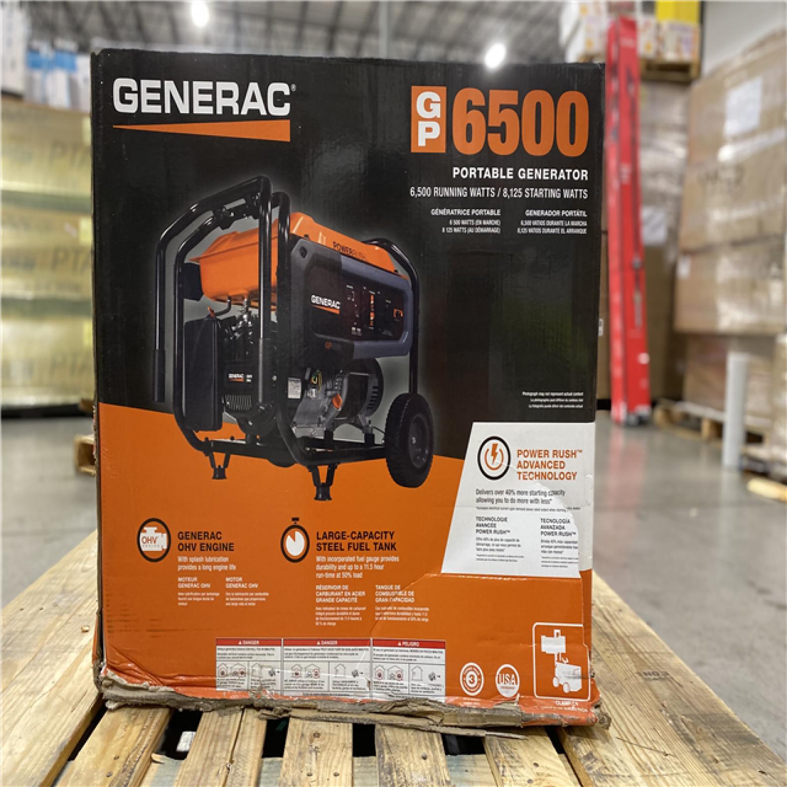 DALLAS LOCATION - Generac GP 6500-Watt Recoil Start Gas-Powered Portable Generator, 49-ST/CSA