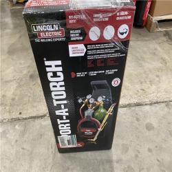 Houston location AS-IS Lincoln Electric Port-a-Torch Kit with Oxygen and Acetylene Tanks and 3/16 in. X 12 Ft. Hose  for Cutting Welding and Brazing