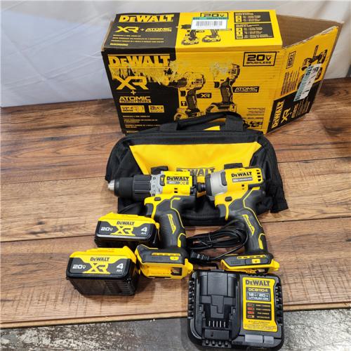 AS-IS 20V MAX XR Hammer Drill and ATOMIC Impact Driver 2 Tool Cordless Combo Kit with (2) 4.0Ah Batteries, Charger, and Bag