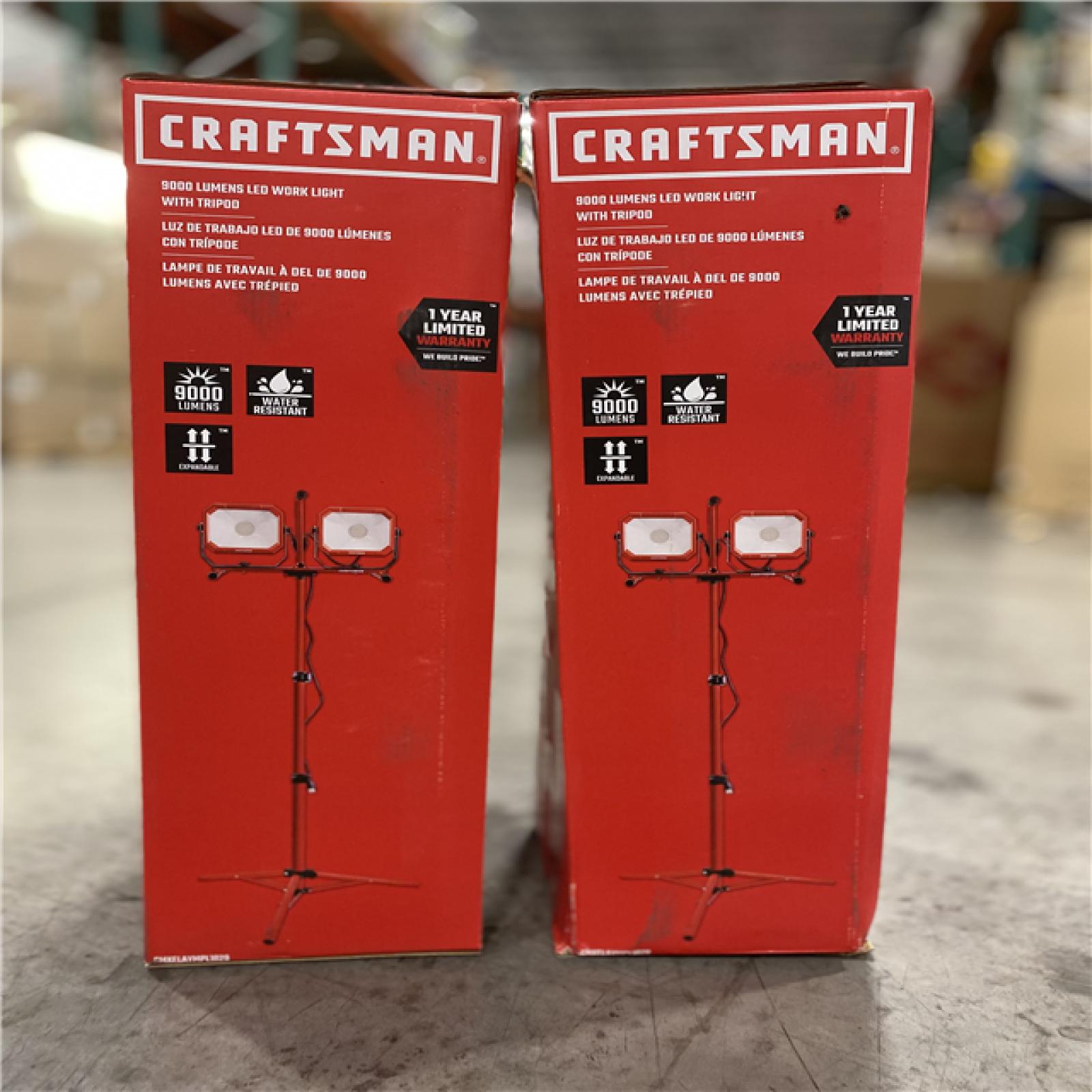 AS-IS - CRAFTSMAN 9000-Lumen LED Red Plug-in Portable Work Light - (2 UNITS)