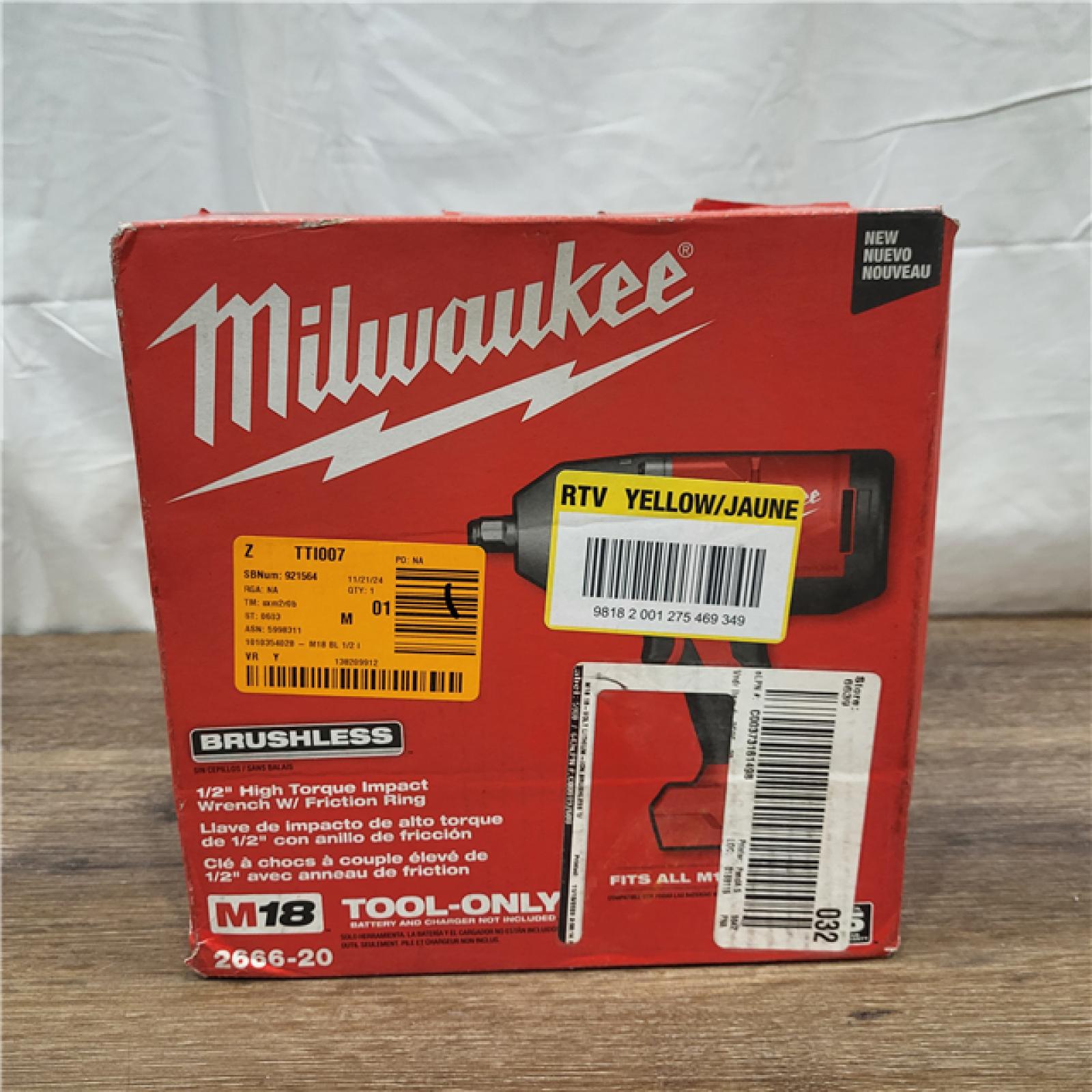 AS-IS Milwaukee 2666-20 M18 18-Volt Lithium-Ion Brushless 1/2 in. High Torque Impact Wrench with Friction Ring (Tool-Only)