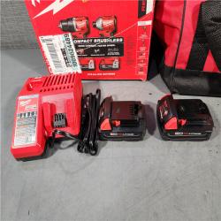 HOUSTON LOCATION - AS-IS M18 18V Lithium-Ion Brushless Cordless Compact Drill/Impact Combo Kit (2-Tool) W/(2) 2.0 Ah Batteries, Charger & Bag