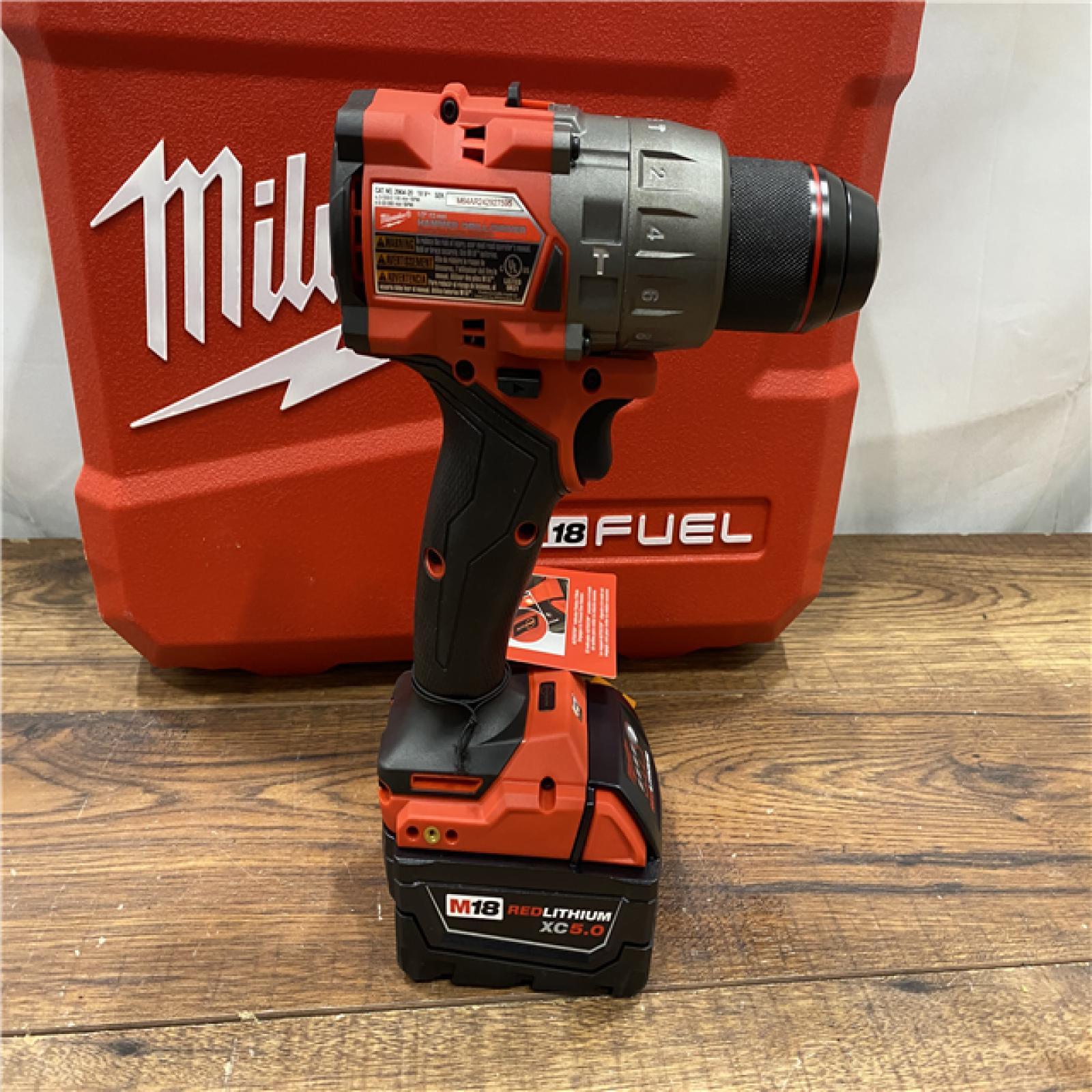 AS IS Milwaukee 2904-22 Hammer Drill Driver Kit with Batteries  Charger & Tool Case  Red