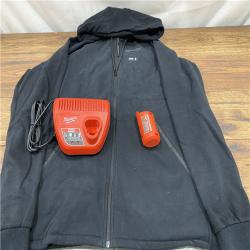 AS IS Milwaukee 306B-21L 12V Heated Hoodie Kit Black (Large) with 2.0Ah Lithium Ion Battery & Charger