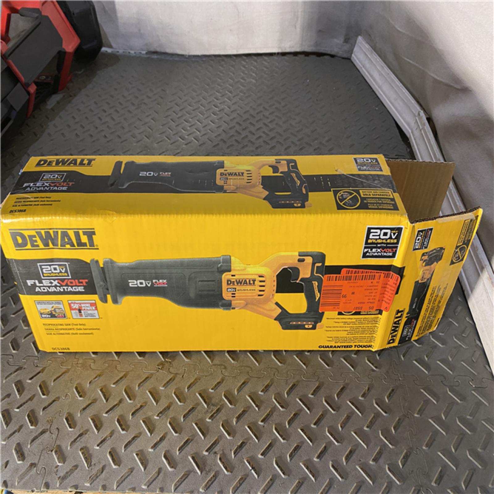 Houston location AS-IS DEWALT 20V MAX Lithium Ion Cordless Brushless Reciprocating Saw with FLEXVOLT ADVANTAGE (Tool Only)