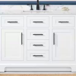 Home Decorators Collection Doveton 48 in. Single Sink Freestanding White Bath Vanity with White Engineered Marble Top