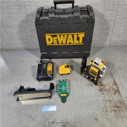 HOUSTON LOCATION - AS-IS DEWALT 12V MAX Lithium-Ion 100 Ft. Green Self-Leveling 3-Beam 360 Degree Laser Level with 2.0Ah Battery, Charger and Case