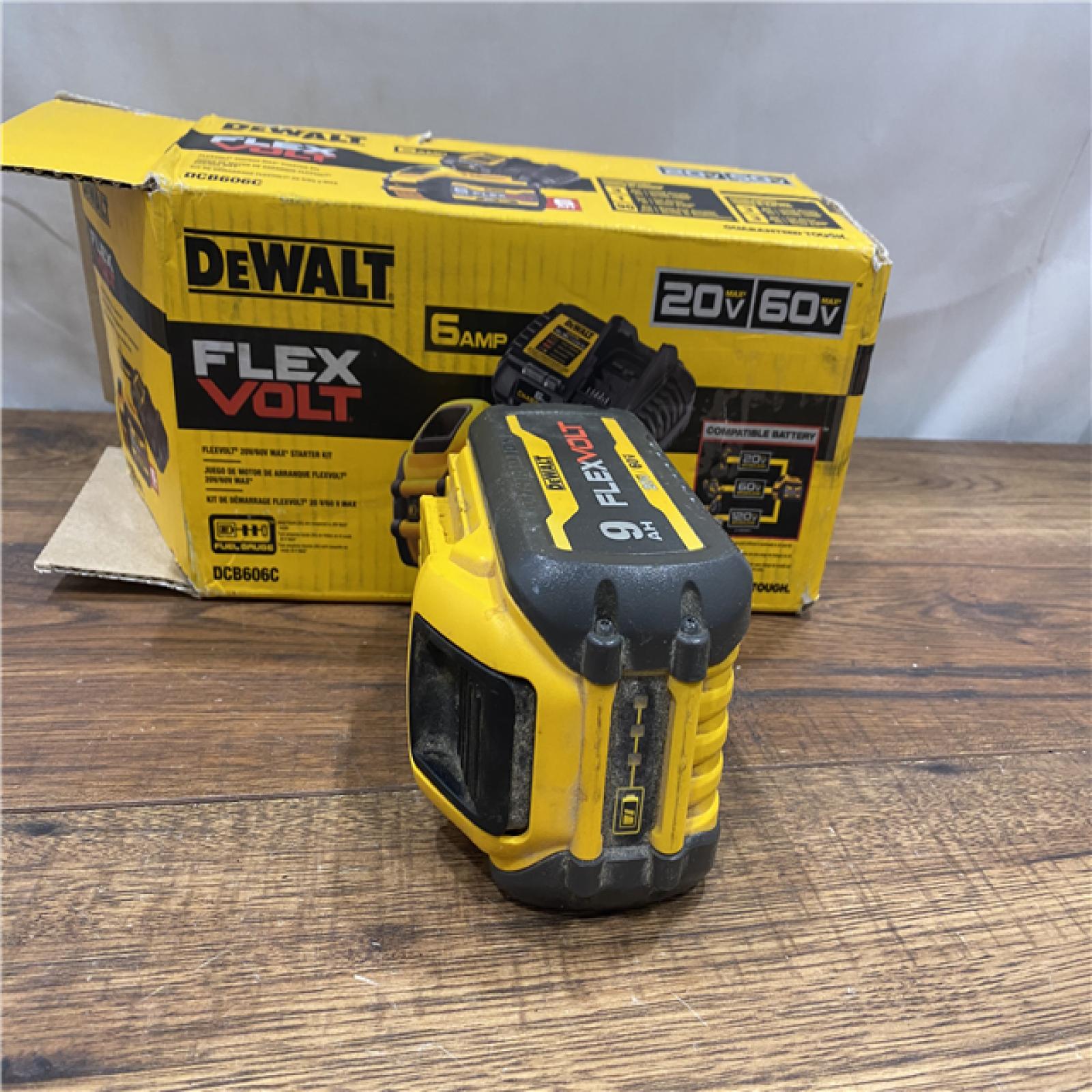 AS IS DEWALT FLEXVOLT 20V/60V MAX Lithium-Ion 6.0Ah Battery Pack with 6 Amp Output Charger