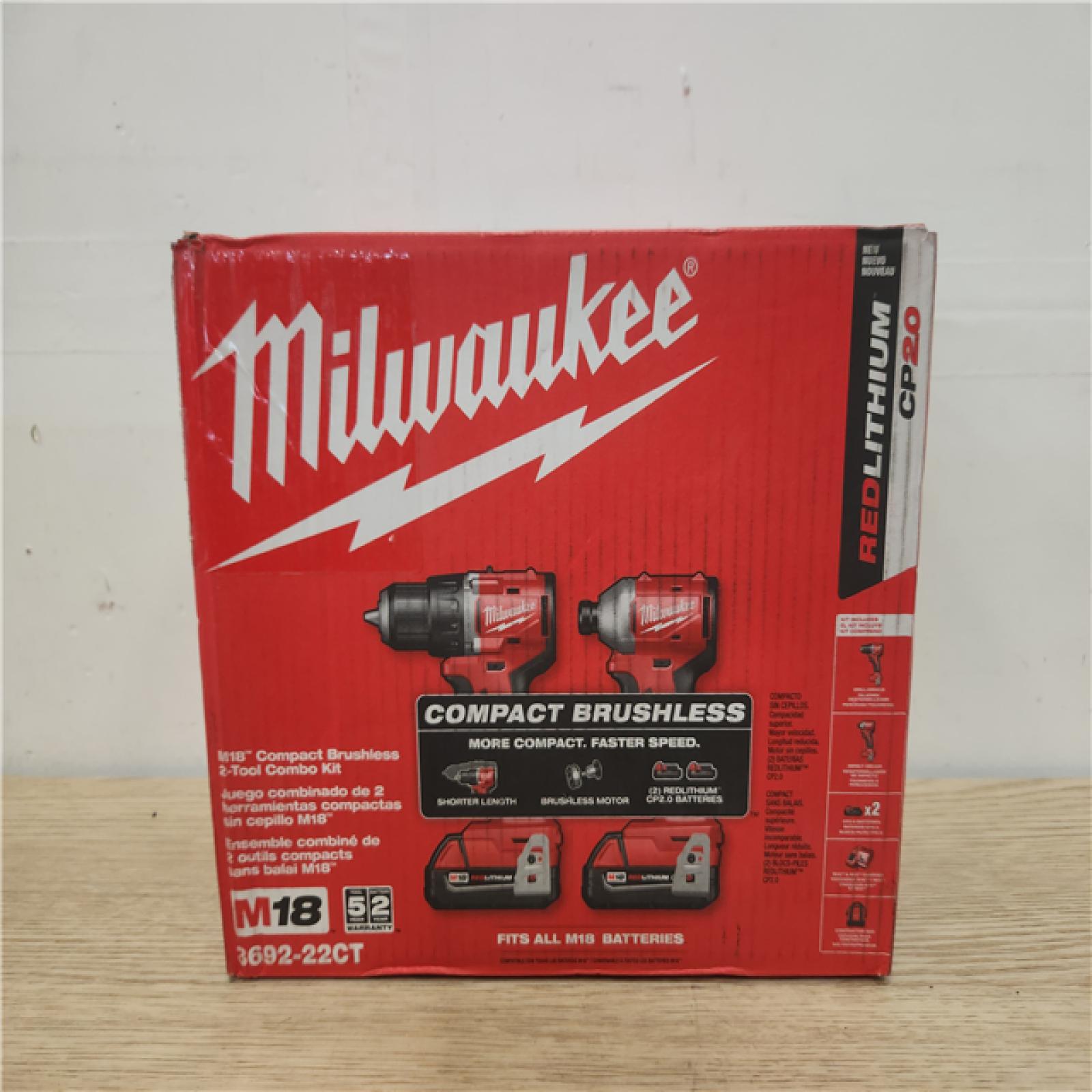 Phoenix Location NEW Milwaukee M18 18V Lithium-Ion Brushless Cordless Compact Drill/Impact Combo Kit (2-Tool) w/(2) 2.0 Ah Batteries, Charger & Bag