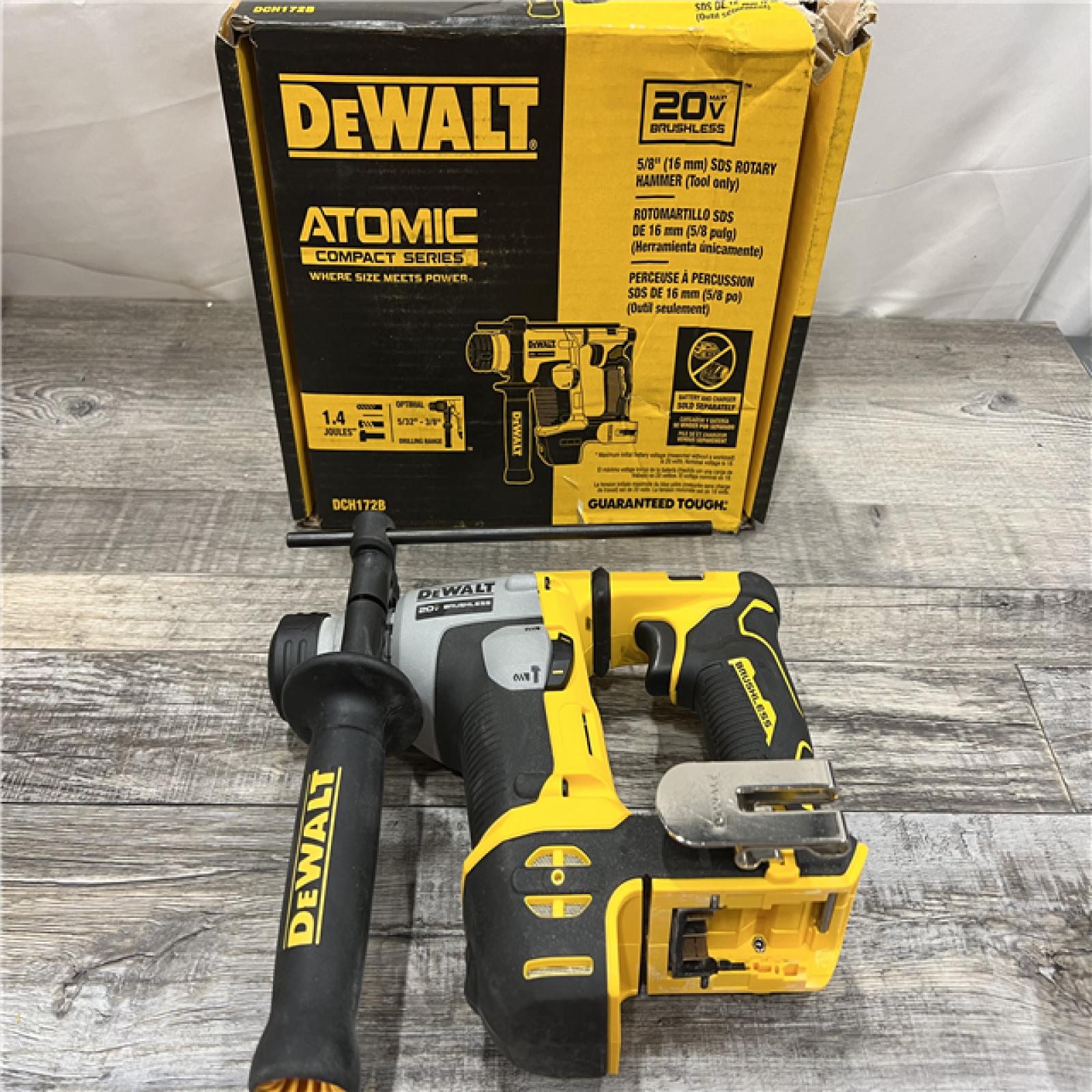 AS-IS Dewalt DCH172B MAX Atomic 20V 5/8 Inch Brushless Cordless SDS Plus Rotary Hammer (Tool Only)