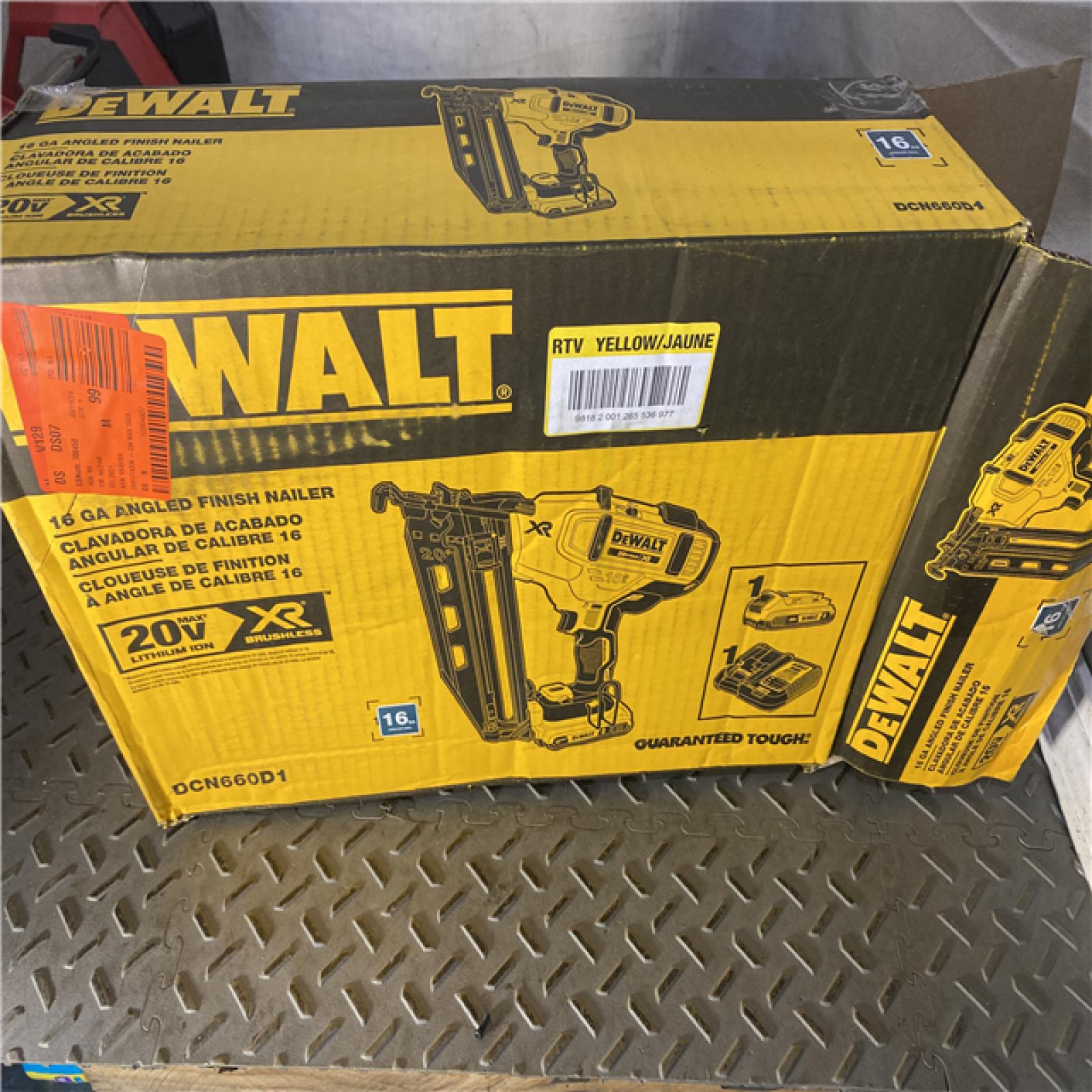 Houston location AS-IS DeWalt DCN660D1 20V 16 Gauge Cordless Angled Finish Nailer Kit W/ 2Ah Battery