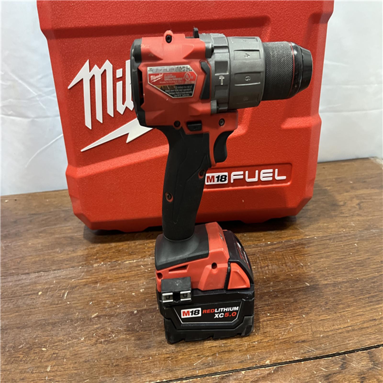 AS-ISMilwaukee 2904-22 Hammer Drill Driver Kit with Batteries  Charger & Tool Case  Red