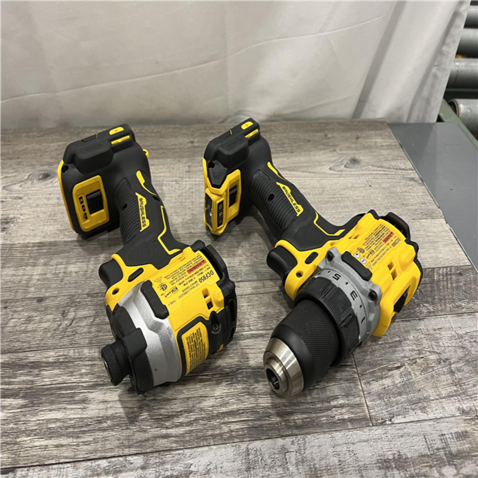 AS-IS DEWALT 20V MAX XR Cordless Drill/Driver, ATOMIC Impact Driver 2 Tool Combo Kit, (2) 2.0Ah Batteries, Charger, and Bag