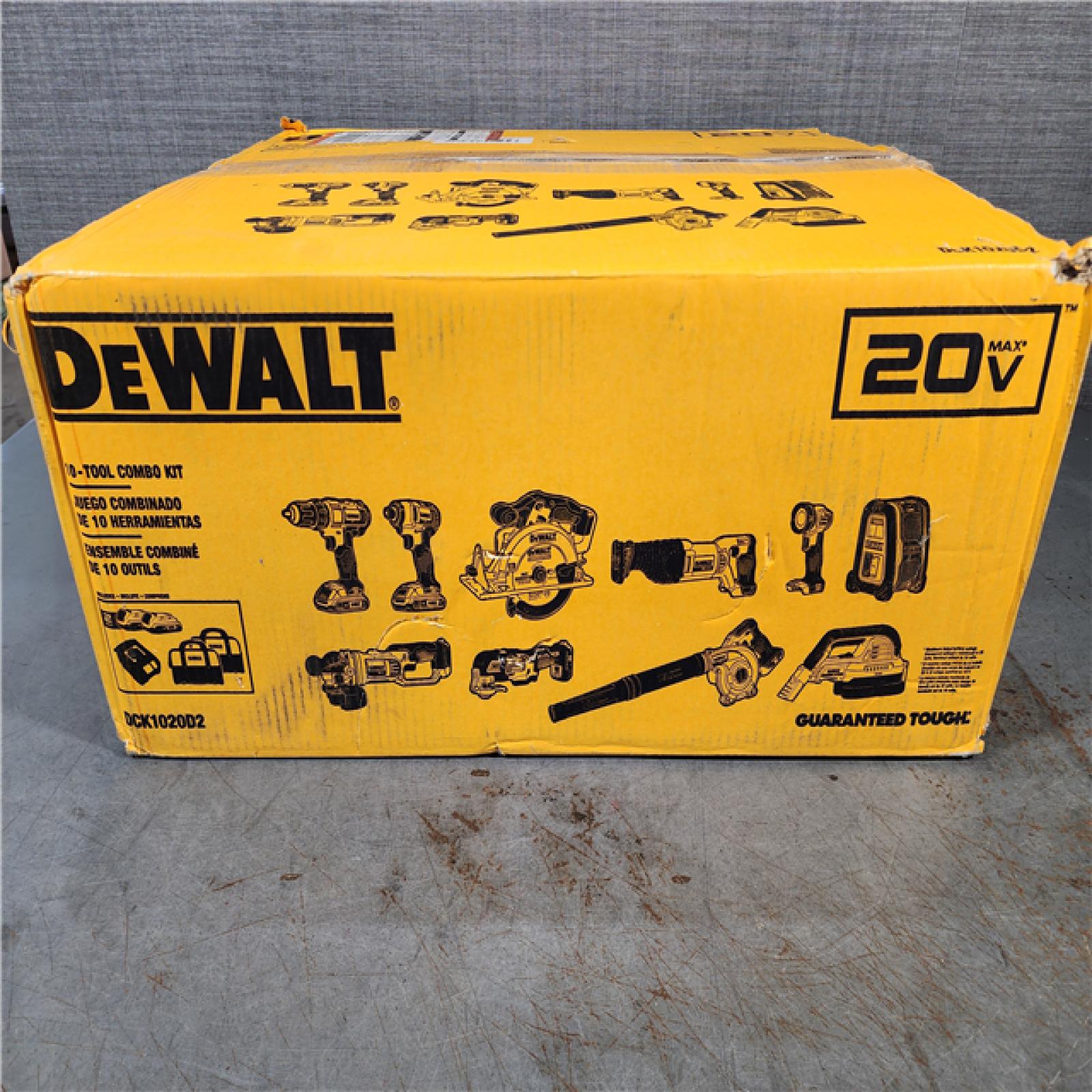 HOUSTON LOCATION - AS-IS DEWALT 20V MAX Cordless 10 Tool Combo Kit with (2) 20V 2.0Ah Batteries, Charger, and Bag