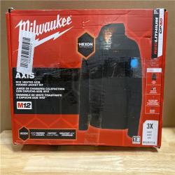 NEW! - Milwaukee Men's 3X-Large M12 12V Lithium-Ion Cordless AXIS Black Heated Jacket Kit with (1) 3.0 Ah Battery and Charger