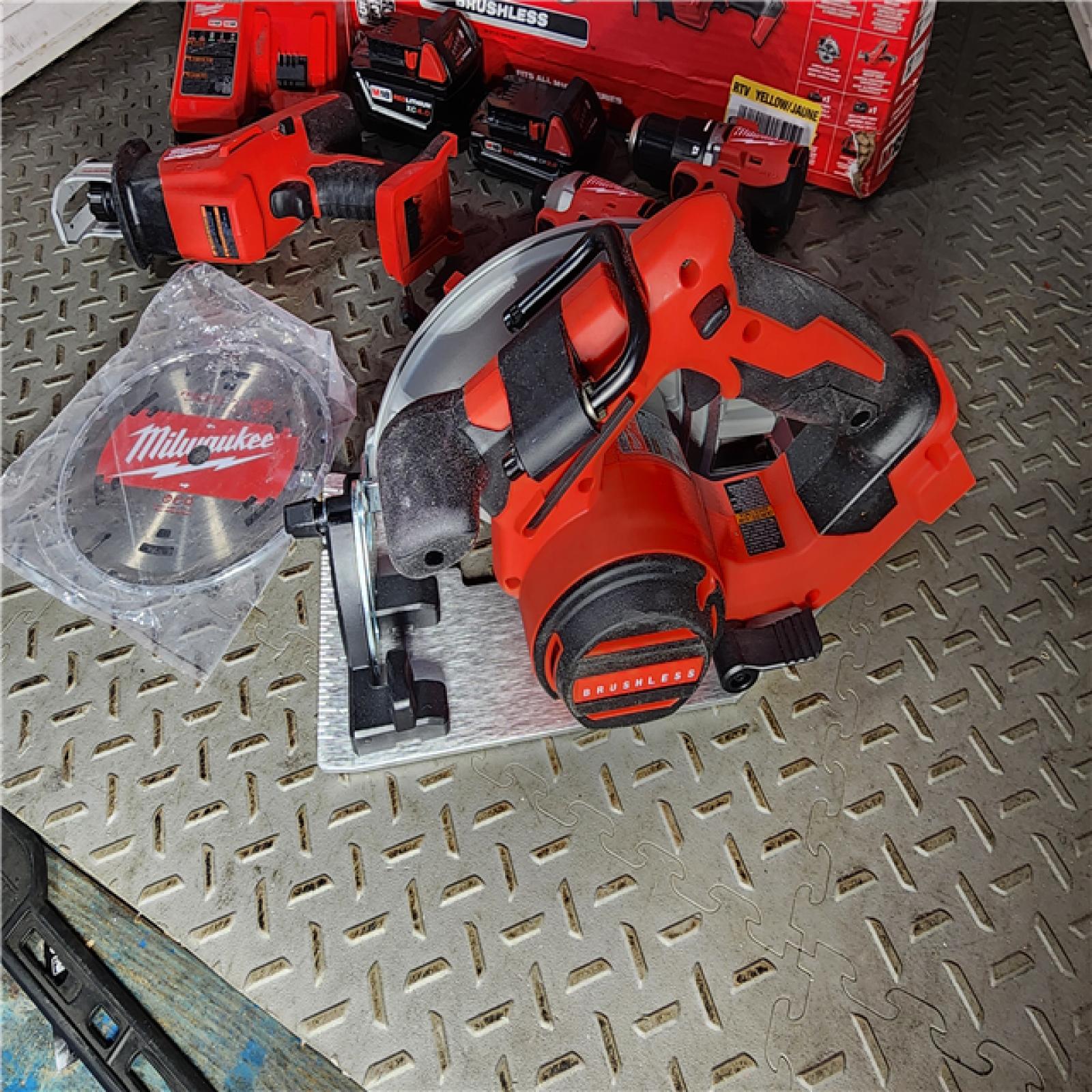 HOUSTON LOCATION - AS-IS M18 18-Volt Lithium-Ion Brushless Cordless Combo Kit (4-Tool) with 2-Batteries, 1-Charger and Tool Bag