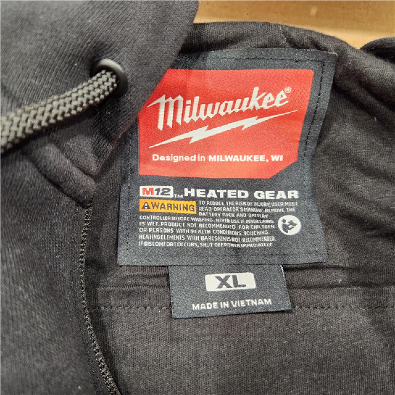 AS-IS Milwaukee Men's X-Large M12 12-Volt Lithium-Ion Cordless Black Heated Jacket Hoodie (Jacket and Charger/Power Source Only)