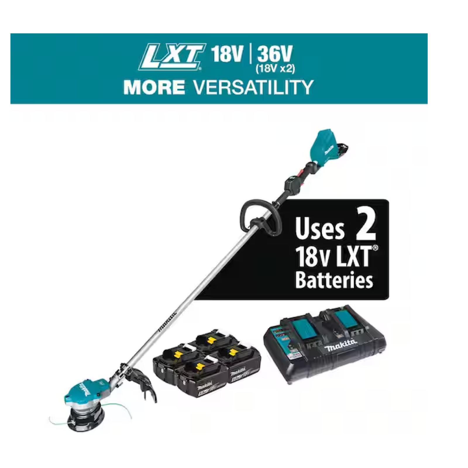 LIKE NEW! - Makita LXT 18V X2 (36V) Lithium-Ion Brushless Cordless String Trimmer Kit with Four 5.0 Ah Batteries