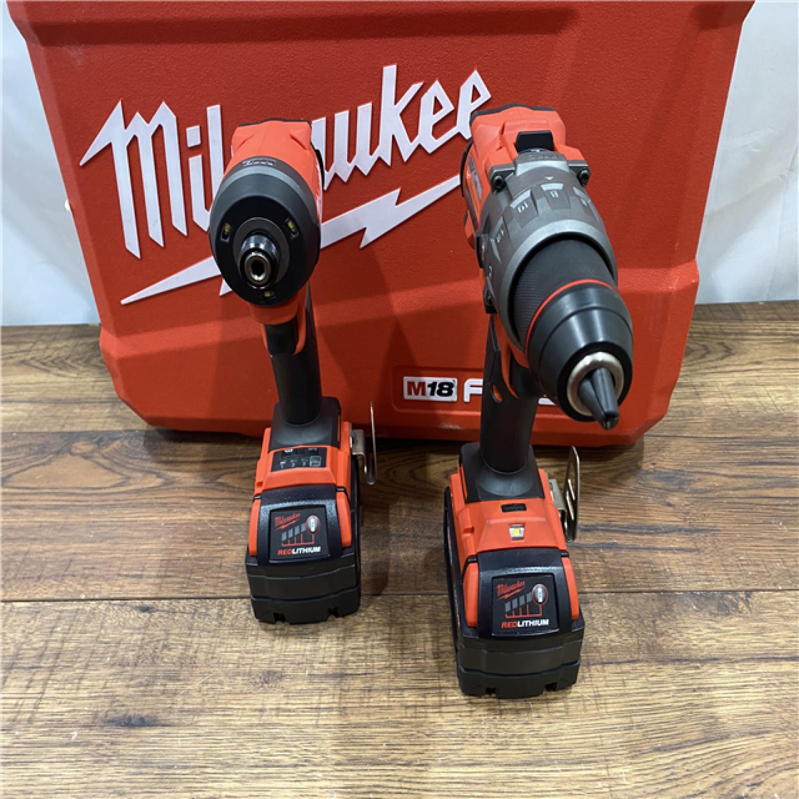 AS IS Milwaukee M18 FUEL 18V Lithium-Ion Brushless Cordless Hammer Drill and Impact Driver Combo Kit (2-Tool) with 2 Batteries