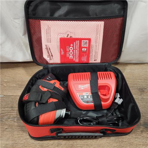 AS-IS Milwaukee M12 12-Volt Lithium-Ion Cordless Palm Nailer Kit with One 1.5Ah Battery, Charger and Tool Bag