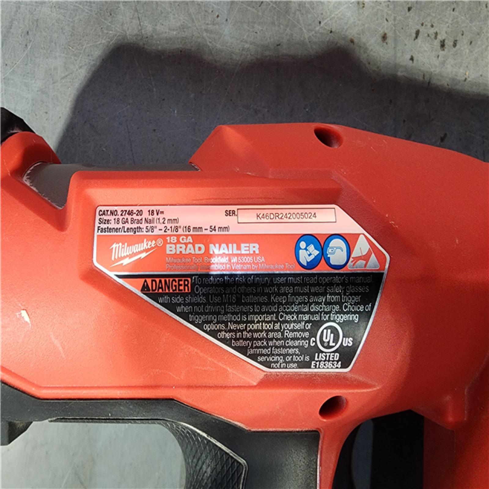 HOUSTON LOCATION - AS-IS Milwaukee M18 Fuel 18V Brushless 18-Gauge Brad Nailer 2746-20 (Bare Tool)