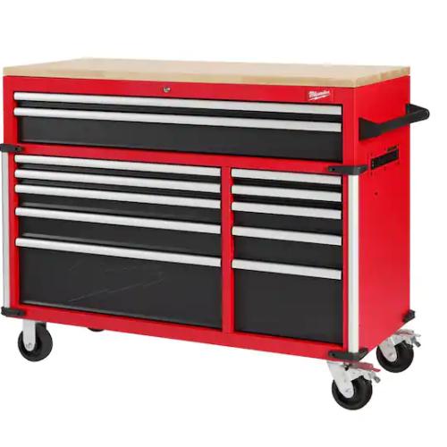 DALLAS LOCATION - Milwaukee Tool Storage 52 in. W x 22 in. D Heavy Duty Red Mobile Workbench Cabinet