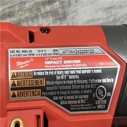 AS-IS Milwaukee M12 FUEL 12 V 1/4 in. Cordless Brushless Impact Driver (Tool KIT battery & charge)