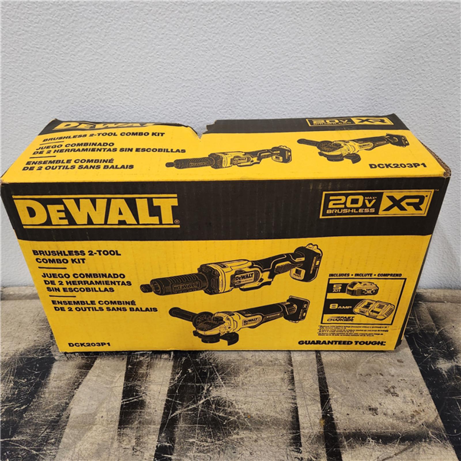 NEW! - DEWALT 20V MAX XR Cordless Grinder 2 Tool Combo Kit with 4.5 in. Grinder, 1-1/2 in. Die Grinder, and (1) 5.0Ah Battery