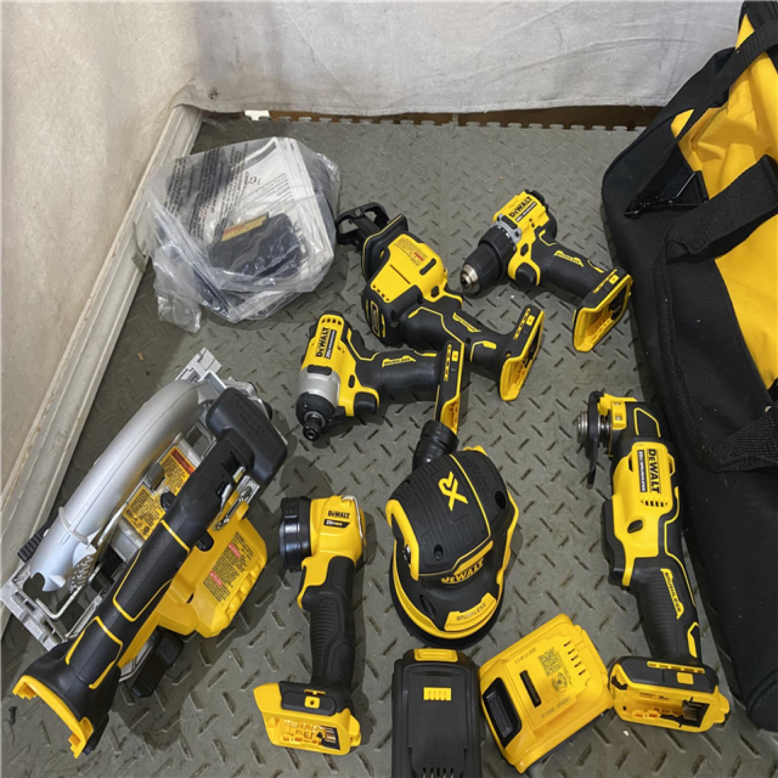 Houston location AS-IS DEWALT 20-Volt MAX Lithium-Ion Cordless 7-Tool Combo Kit with 2.0 Ah Battery, 5.0 Ah Battery and Charger