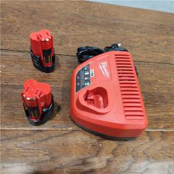 AS-IS Milwaukee M12 12V Lithium-Ion Compact 2.0 Ah Battery Pack (2-Pack) Starter Kit with Charger