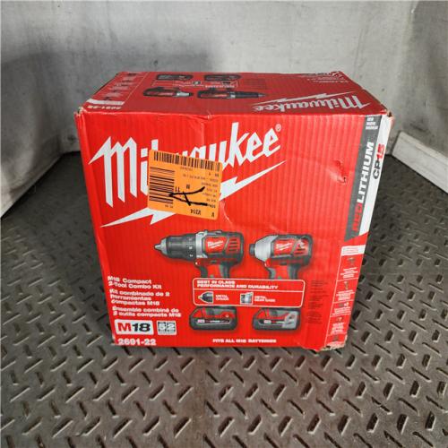 HOUSTON LOCATION - AS-IS (APPEARS LIKE NEW) Milwaukee M18 18V Cordless Brushed 2 Tool Drill/Driver and Impact Driver Kit