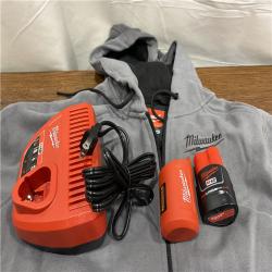 AS-ISMen's X-Large M12 12-Volt Lithium-Ion Cordless Gray Heated Jacket Hoodie Kit with (1) 2.0 Ah Battery and Charger