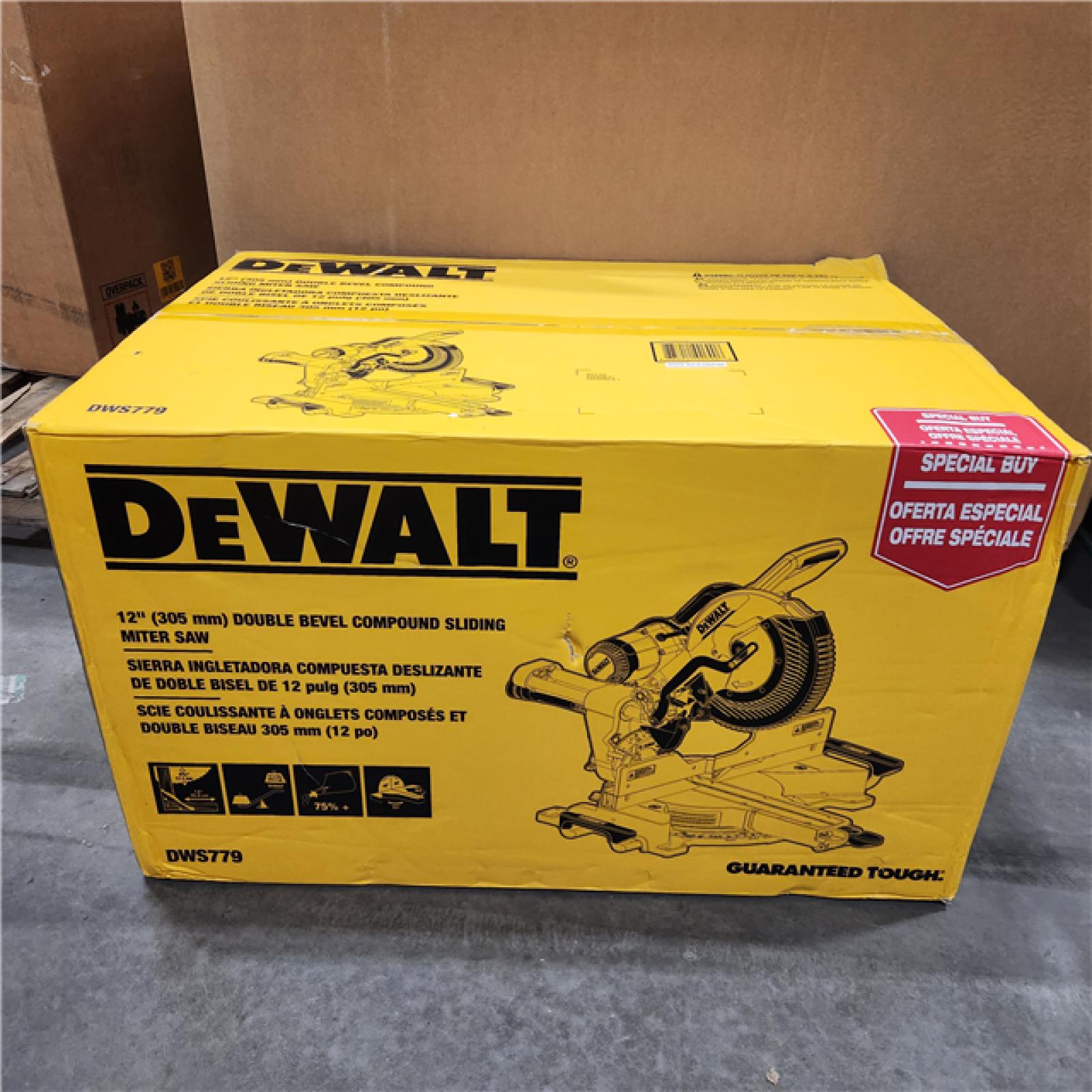 NEW - DEWALT 15 Amp Corded 12 in. Double Bevel Sliding Compound Miter Saw, Blade Wrench and Material Clamp