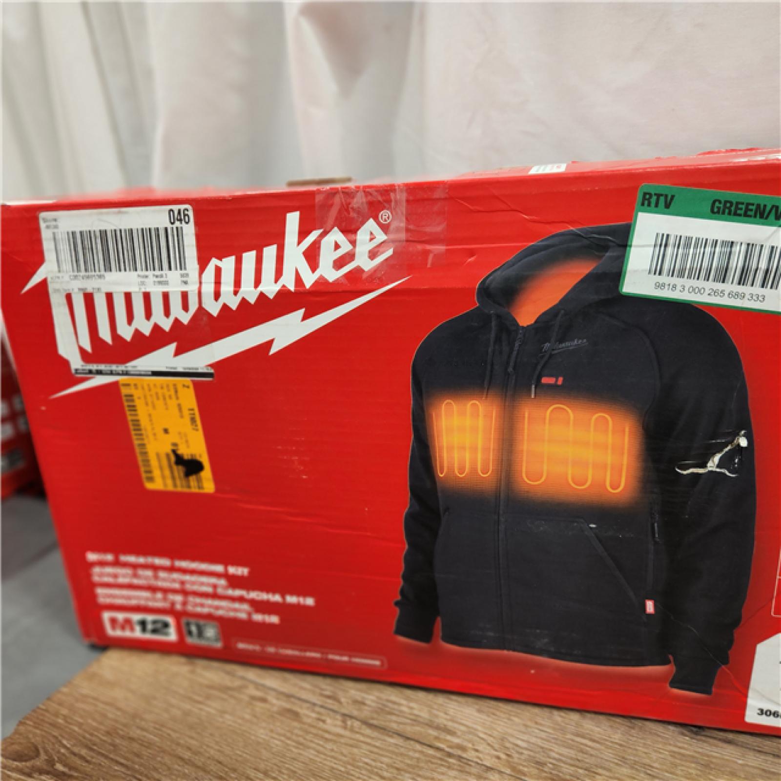 AS-IS Milwaukee M12 Lithium-Ion Cordless Black Heated Jacket Hoodie Kit (X-Large)