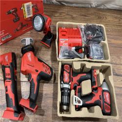 AS-IS Milwaukee M18 18V Lithium-Ion Cordless Combo Kit (5-Tool) with (2) Batteries, Charger and Tool Bag