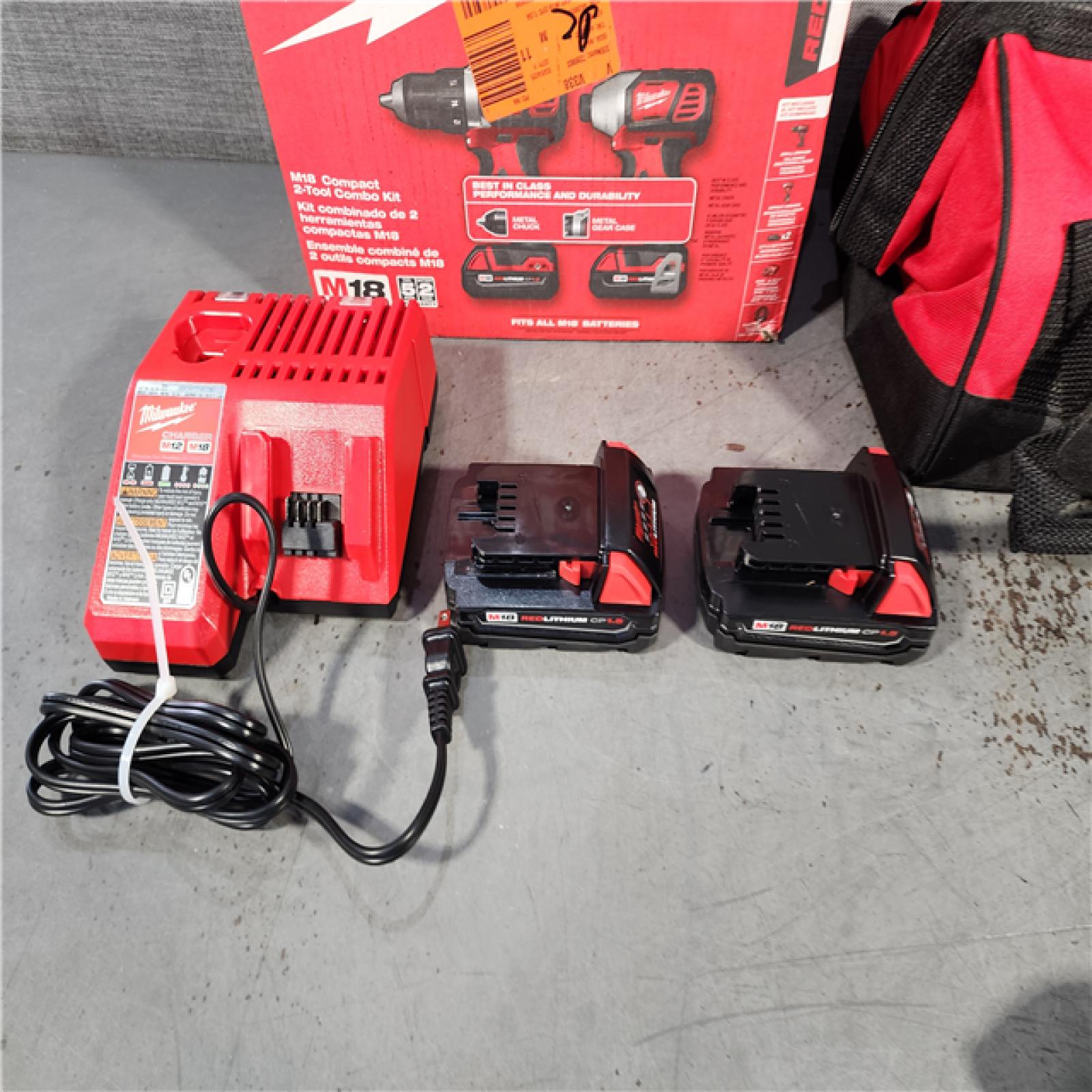 HOUSTON LOCATION - AS-IS Milwaukee M18 18V Cordless Brushed 2 Tool Drill/Driver and Impact Driver Kit