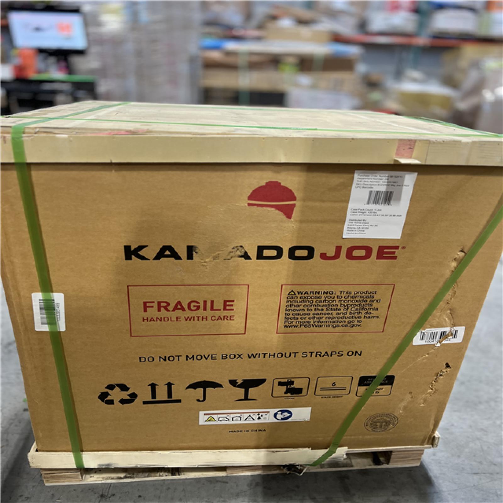 DALLAS LOCATION - Kamado Joe Big Joe II 24 in. Charcoal Grill in Red with Cart, Side Shelves, Grate Gripper, and Ash Tool
